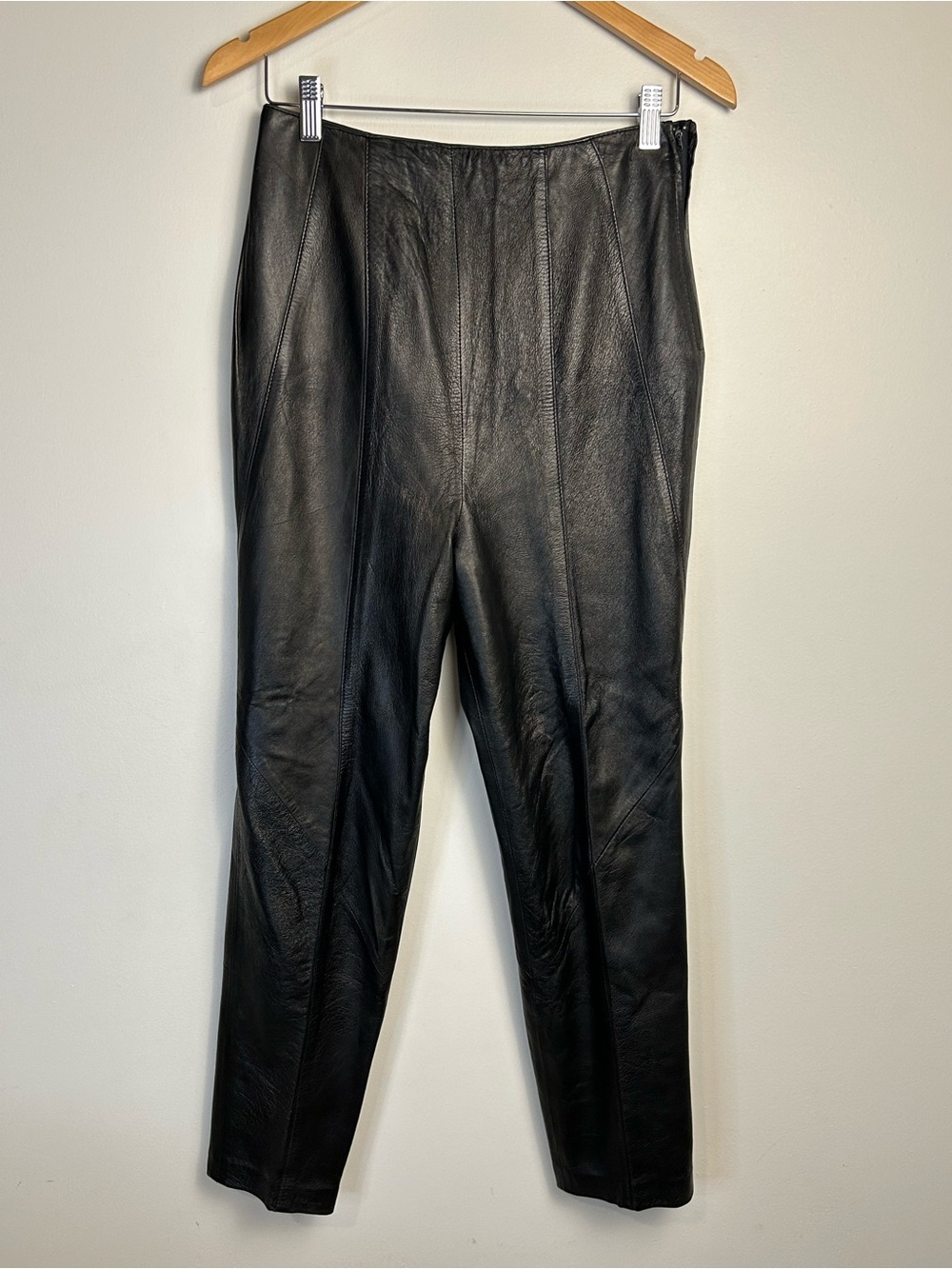 Cachet Vintage Black Genuine Leather High Rise Pants Size 8
